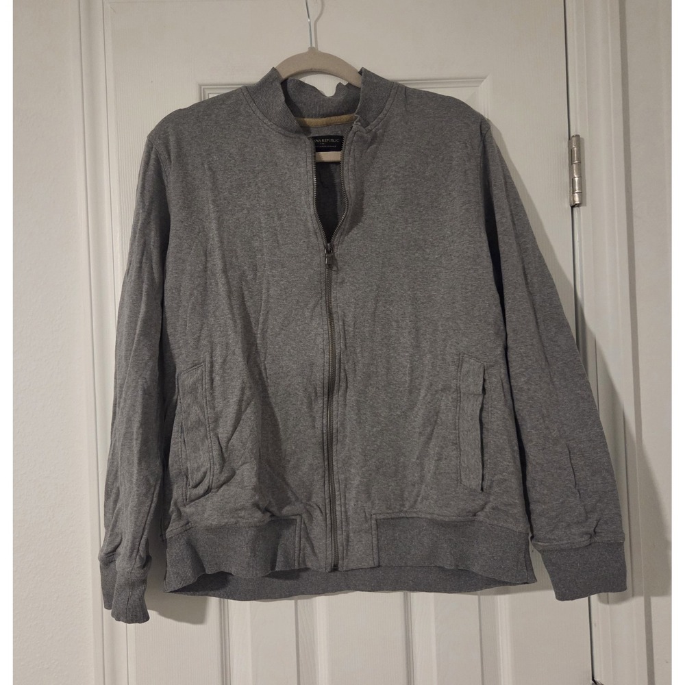 Banana Republic Mens L Luxe Touch Performance Gray Bomber Jacket/#710578